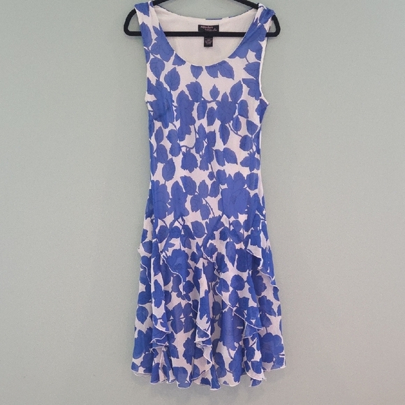 Bobbie Bee Midi Flapper Style Hem Dress Blue And White Size 12 - Picture 1 of 12